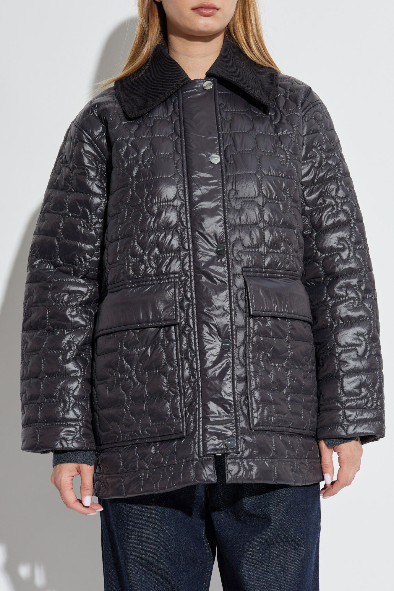 ジャケット GANNI Woman Jacket Charcoal W0343 252 Ganni Quilted `oversize` jacket | Women's Clothing | Vitkac